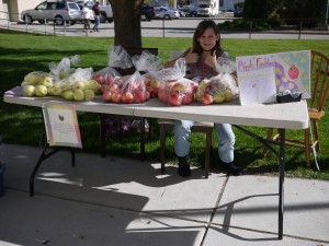 Selling apples!